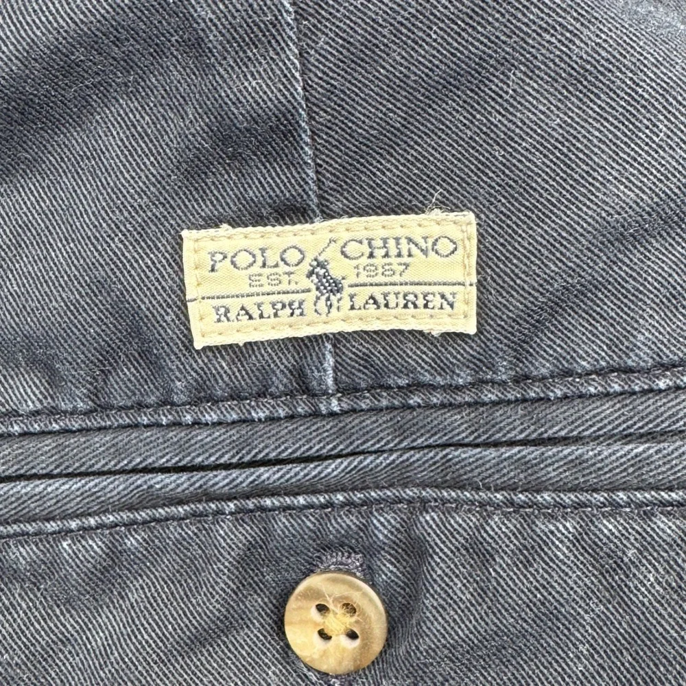 Vintage Polo Ralph Lauren Chinos 33x30 Cotton Navy Blue Pleated Relaxed USA Made